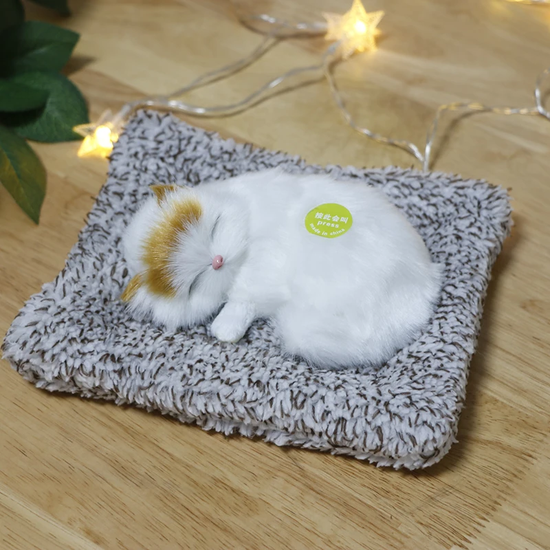 Car Ornament Simulation Sounding Sleeping Cats Plush Toy Birthday Christmas New Year Gift  Kids Boys Girls 2