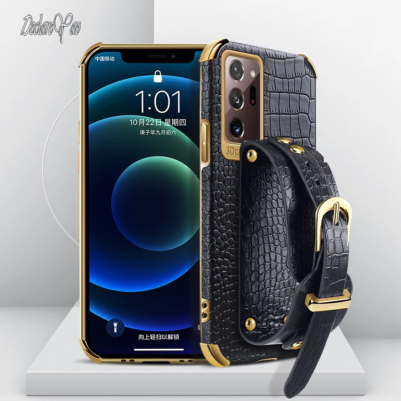 Note 20 Ultra Case DECLARAYAO Fashion Slim Silicone Coque For Samsung Galaxy Note 8 9 10 20 Plus Lite Case Cover Wristband Soft silicone case samsung Cases For Samsung