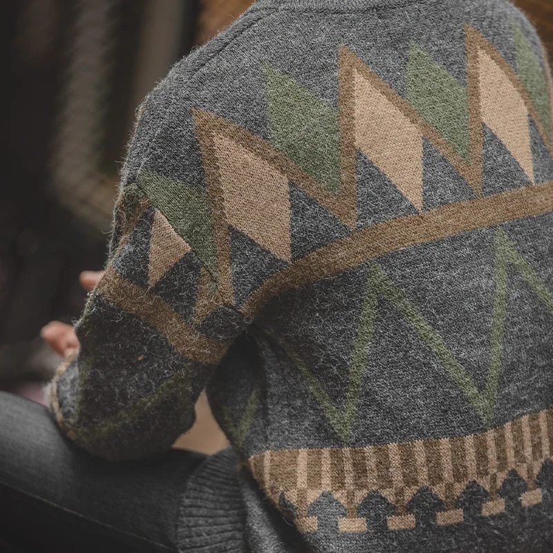 Мужской свободный крой Ретро толстый теплый зимний на пуговицах v образный вырез