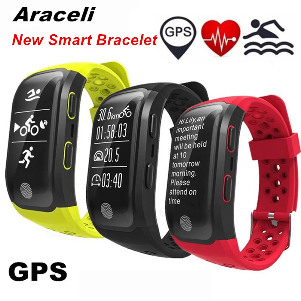 

Men's GPS Smart Bracelet Activity Tracker Waterproof SmartBracelet Heart Rate Monitor Call Reminder Watch Sports Band P68 S908