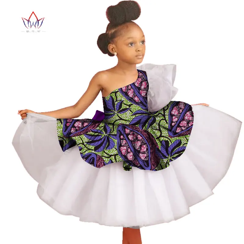 Летнее Африканское платье для девочки кружево одежда Асимметричный вырез