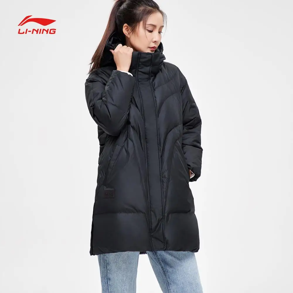 Li Ning женское Трендовое пальто средней длины 70% белый утиный пух