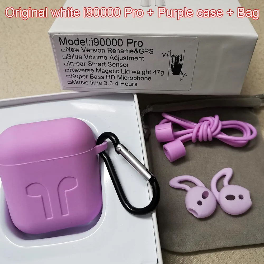 Original Purplecase I90000 Pro TWS Arie 2 беспроводные наушники, gps, супер бас, Bluetooth наушники, раздвижные, регулятор громкости, PK i12 i50000 i9000 tws - Цвет: Original Purplecase