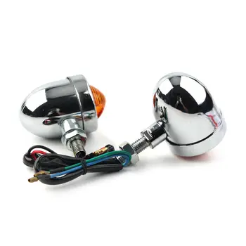 

2pcs 12V Chrome Turn Signal Light Bullet Blinker Indicator Amber Lamp Universal Fit For All Universal 12V Motorcycles