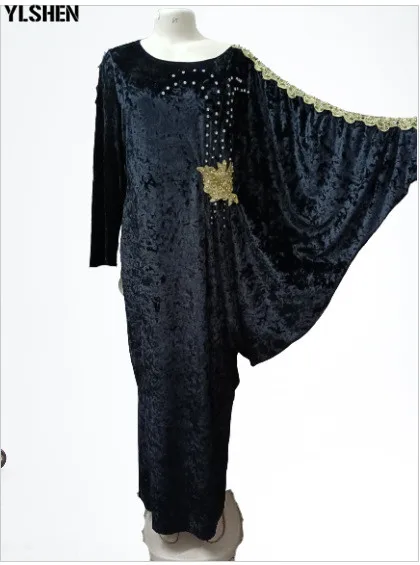 Velvet African Long Maxi Dresses for Women Evening Party Dress Christmas Dashiki Africa Clothes Plus Size Casual Muslim Robe 11