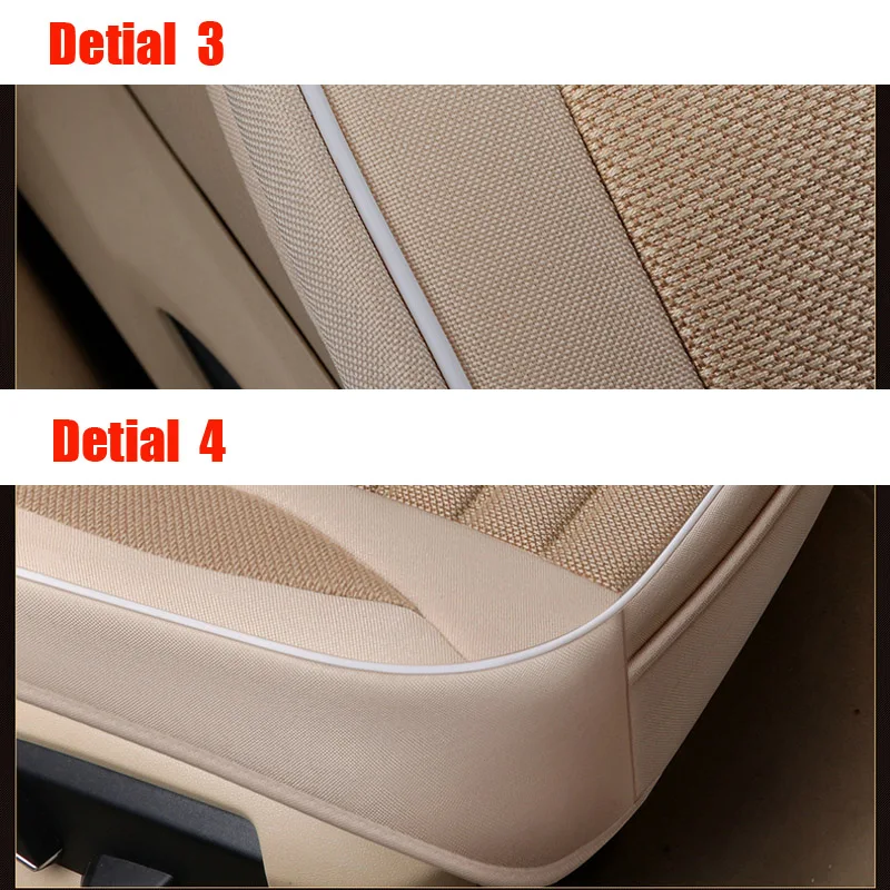 3D Universal Flax Car Seat Cover Breathable Auto Seat Cushion Protector Front Rear Adjustable Automobile Chair Pad Mat images - 6