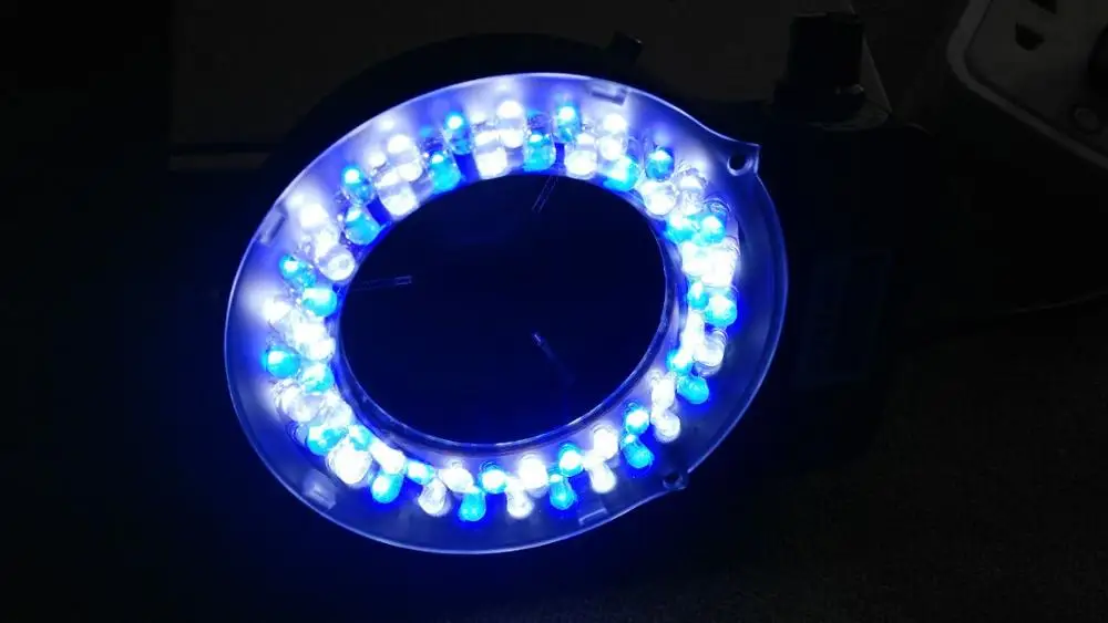 56 LED микроскоп синий белый кольцевой свет яркость регулируемая осветительная