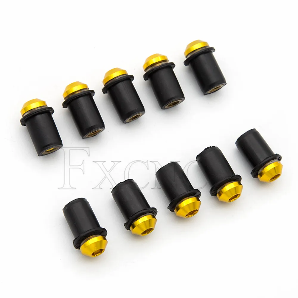 Motorcycle Fasteners 10PCS Aluminum Motorcycle M5 X 15mm Windshield Bolt Windscreen Screws Nut Fastener For Honda Suzuki Kawasaki Yamaha Ducati