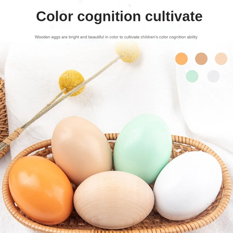 Wooden Simulation Egg Unfinished Wood Painted Eggs Fake Crafts for DIY Craft Educational Kids Toy Gift Easter Decoration Su | Дом и сад