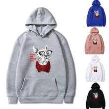 Moletom casual masculino outono all match hoodie feminino estudante streetwear miopia cão impressão de manga comprida pulôver harajuku