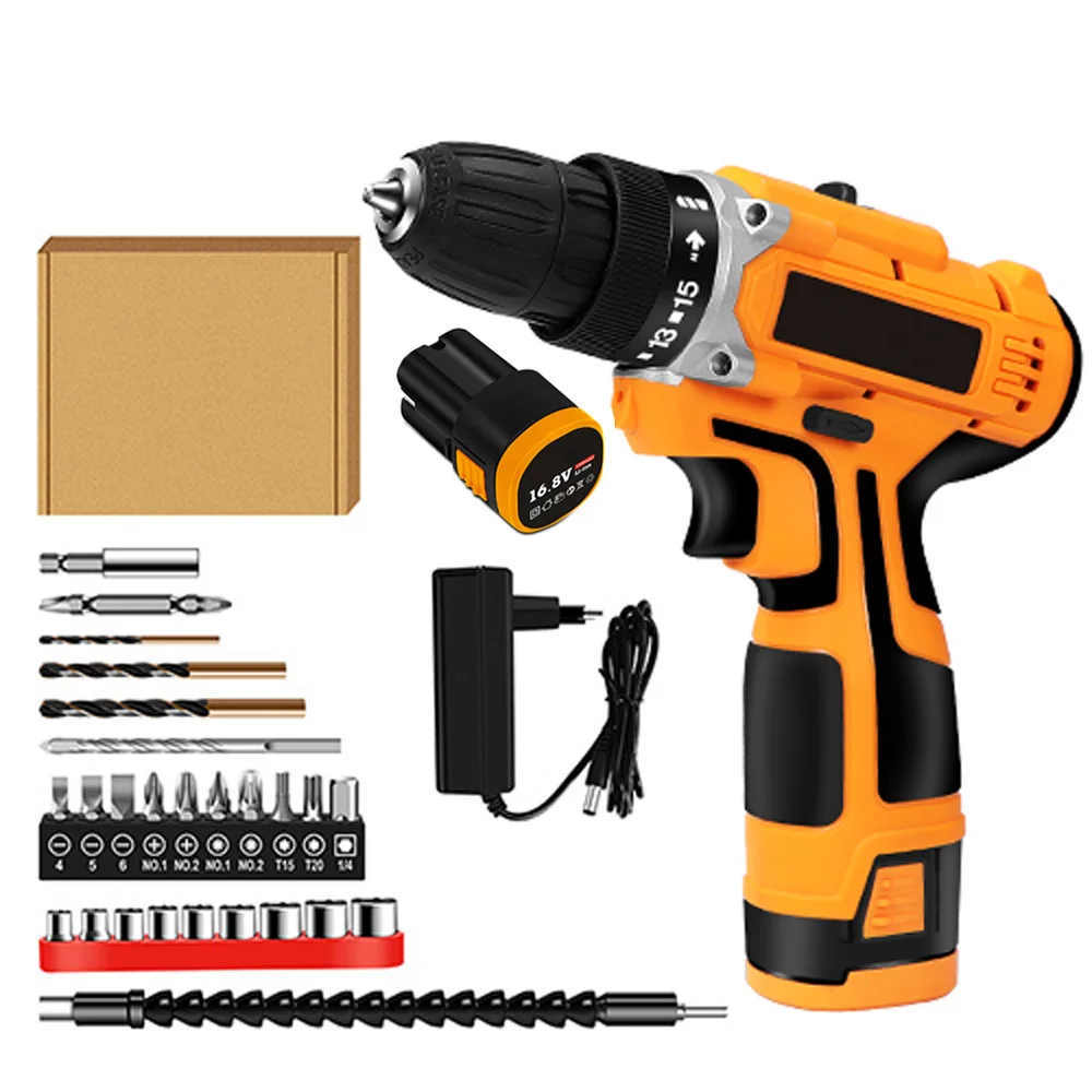 

Hilda16.8V Cordless Screwdriver Electric Hand Drill Lithium Battery Rechargeable Electric Drill Tools Positive And Negative