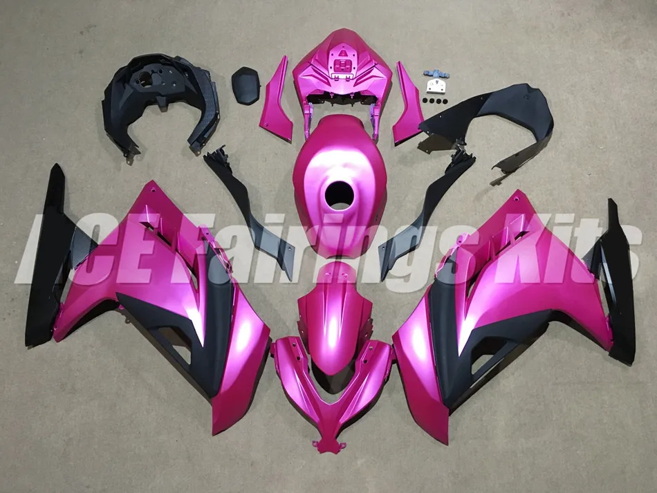 ABS полный обтекатель комплект для Kawasaki Ninja300 EX300 300R 2013 13 14 15 16 17 Обтекатели+ крышка бака розовый матовый Великобритания
