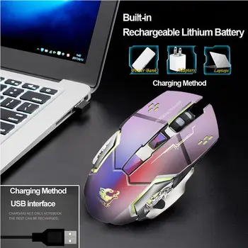 

Wireless Gaming Mouse Rechargeable Wireless Silent LED Backlit Gaming Mouse USB Optical Mouse for PC Computer