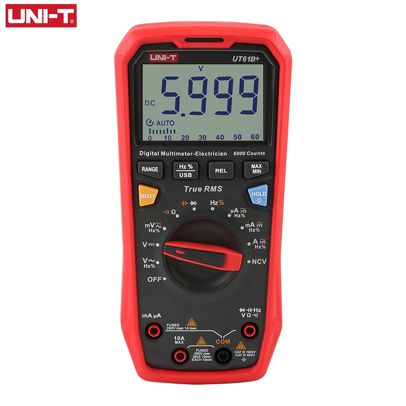 UNI-T Professional Multimeter Digital UT61B+ UT61D+ UT61E+ DC AC 1000V 60mF/220 mF Capacitance Test True RMS Auto Range Meter fowler caliper Measurement & Analysis Tools