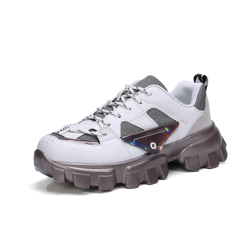 Новинка; Мужская обувь в Корейском стиле на толстой подошве; повседневные мужские кроссовки; мужская обувь на нескользящей подошве; zapatillas hombre Heren Schoenen - Цвет: white W133-68