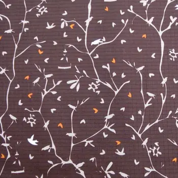 

1 yard Polyester/PVC coated Waterproof Fabric for bag, handmaking, Branches,birds on Brown Backghround (width=140cm)