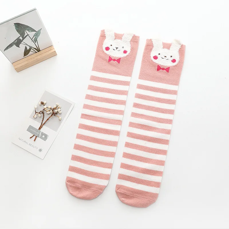 Girls Knee High Long Cotton Kawaii Cartoon Socks Kids Lovely Cat Dog Bear Rabbit Panda for Little School Children Baby 3-8 years - Цвет: 3