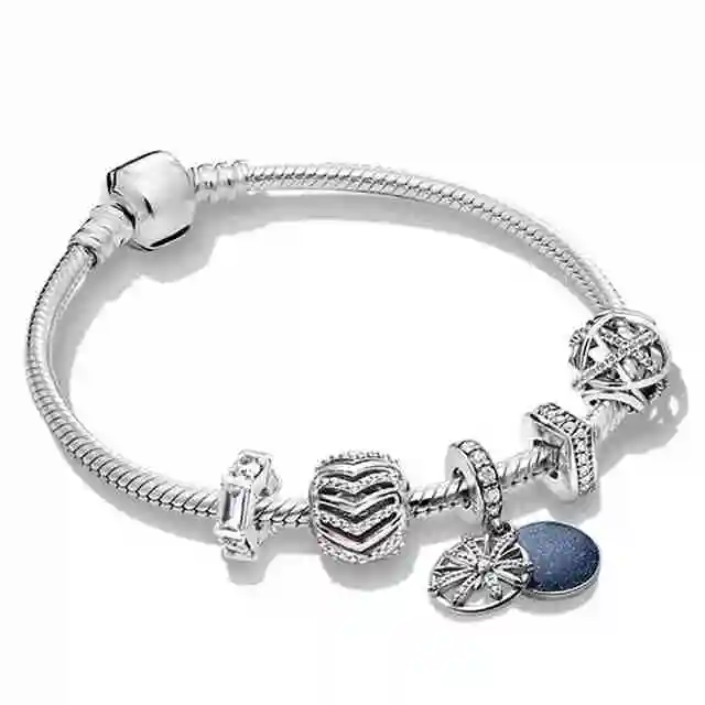 925 Sterling Silver ZT0249 New Wishes Stylish Wish Charm Fireworks Hanging Charm String Bracelet Set - Цвет камня: Белый