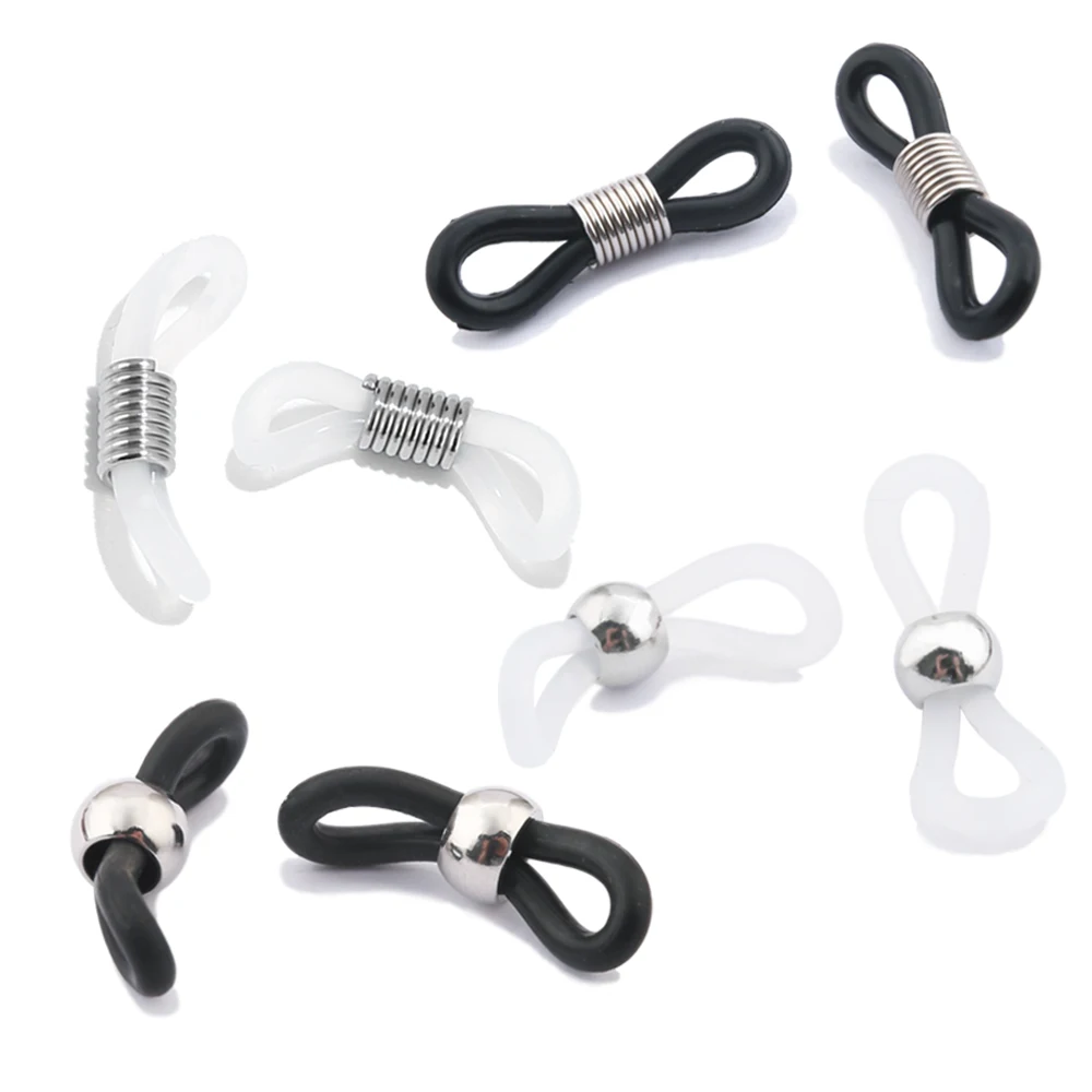 

Stainless Steel Beads Black and White Rubber Ring Eye Glasses Retainer Anti-slip Rubber End Loop Connectors for Eyeglass Chain