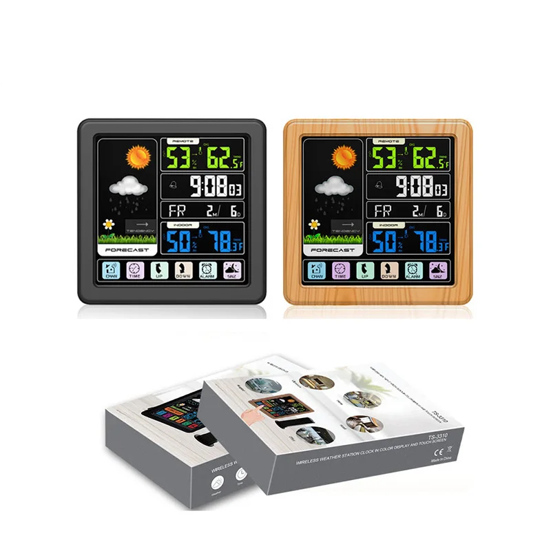  Fashion Weather Forecast Clock Home Decor Desk Table Clock LED Display with Temperature/Humidity/Da - 4000261428974