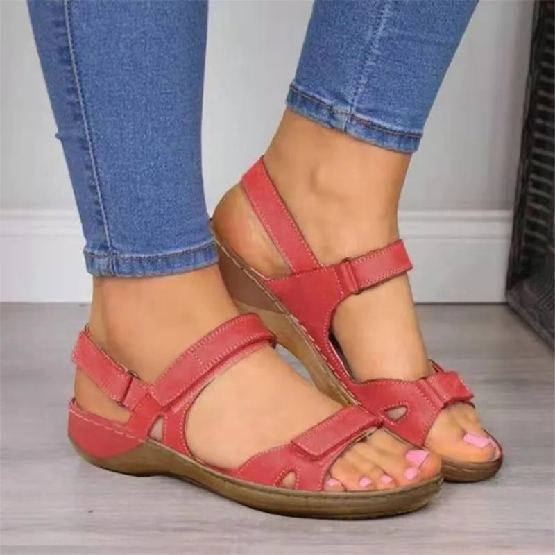 

New Women Sandals Soft Three Color Stitching Ladies Sandals Comfortable Flat Sandals Open Toe Beach Shoes Woman Footwear Plus
