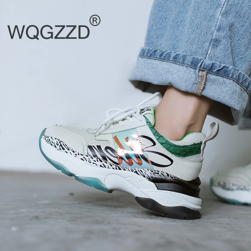 Zapatos de mujer; кроссовки на плоской платформе; Женская Повседневная разноцветная обувь из коровьей кожи; женские кроссовки; basket femme