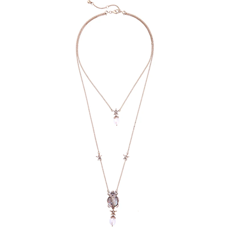 necklace-xl00605c Kissme брошь, 3 вида стилей, натуральный камень, Пресноводный Жемчуг, броши для женщин, модное ювелирное изделие в виде насекомых - Окраска металла: necklace-xl00605c