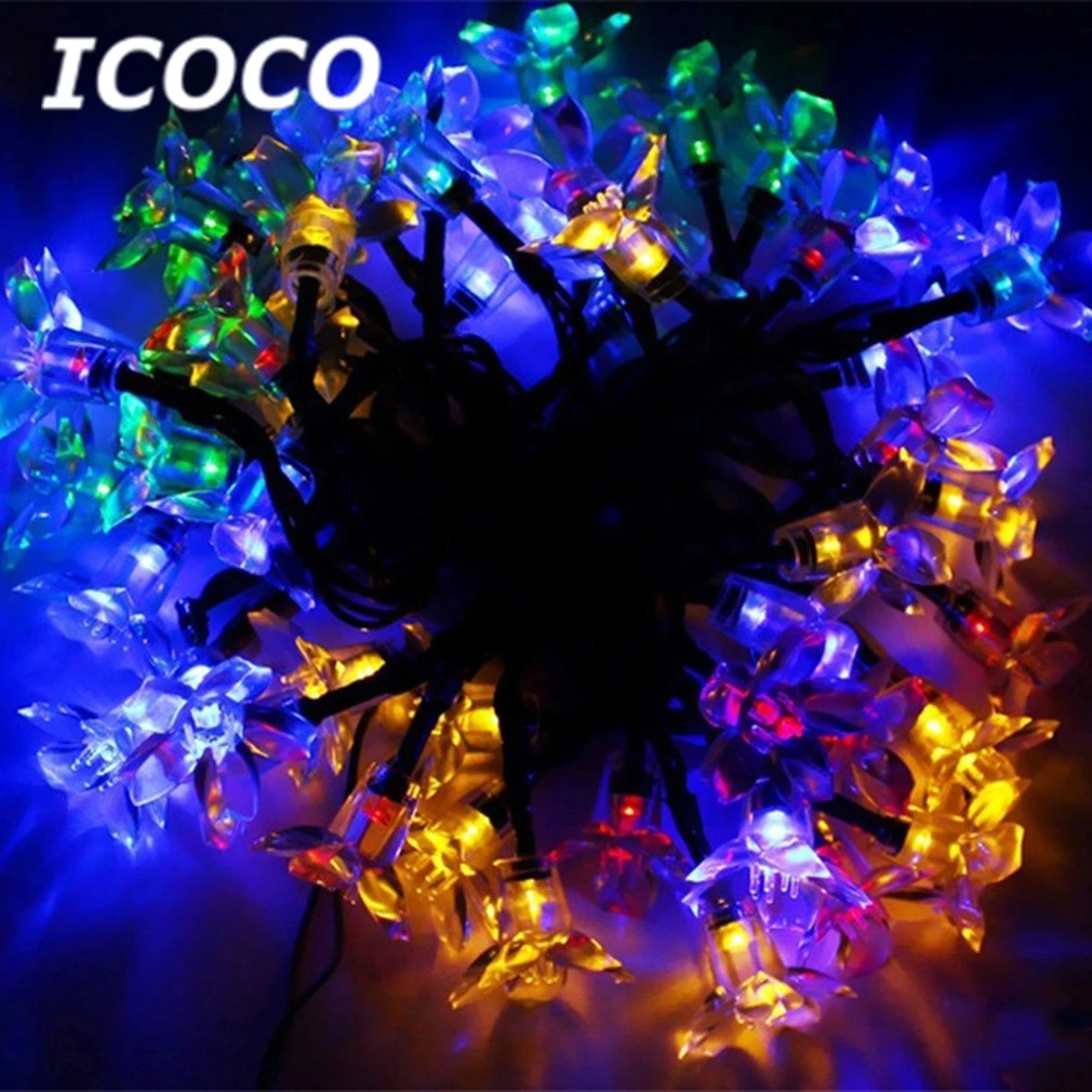 ICOCO 30 светодиодный гирлянды на солнечных батареях в форме цветка, рождественские праздничные вечерние гирлянды, водонепроницаемые украшения для сада и газона