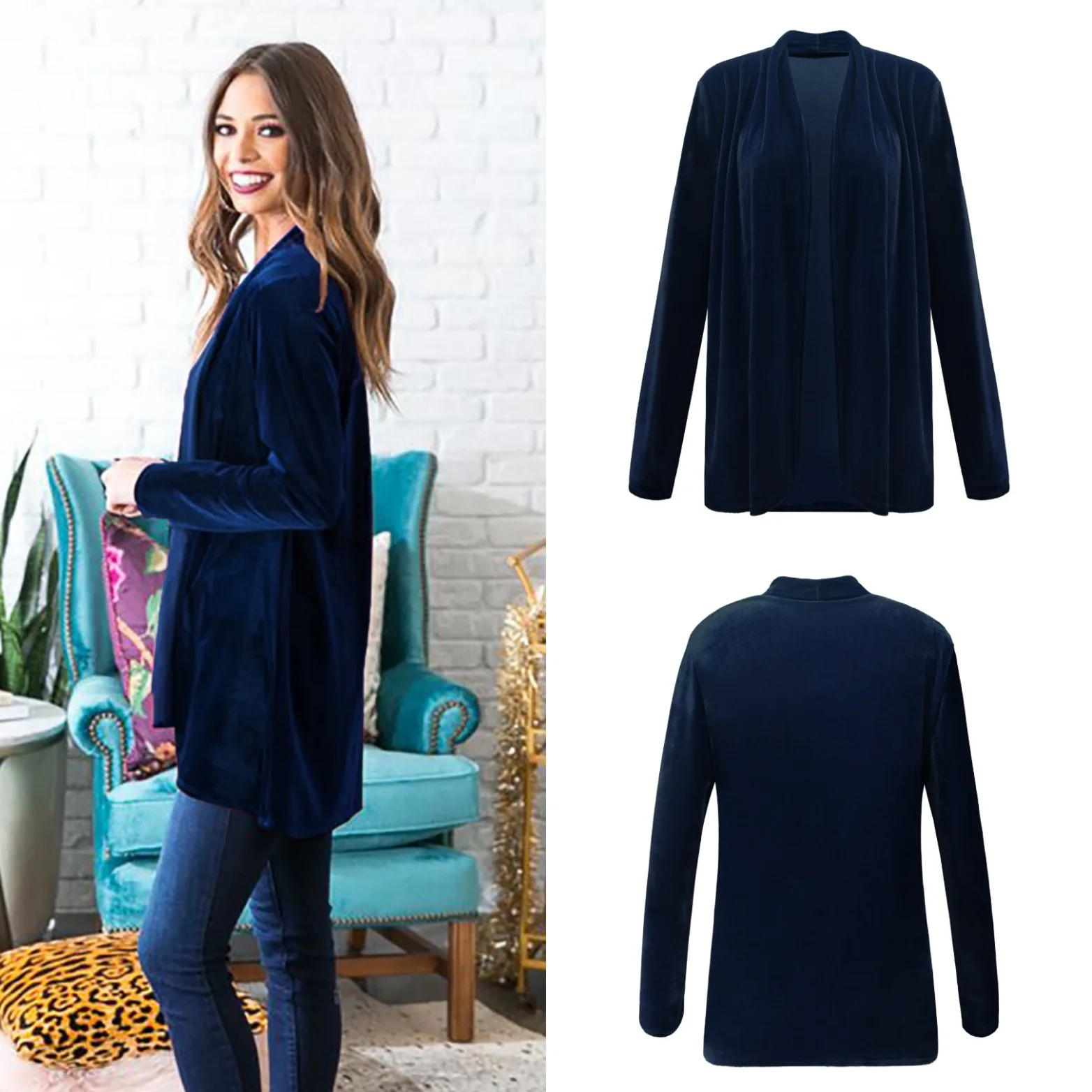New Style Separate Station Hot Selling Velvet Spring And Autumn Long-sleeved Cardigan Women’s Coat 2468