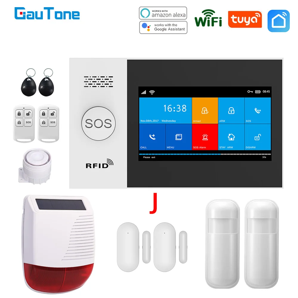 GauTone PG107 Wifi GSM Alarm System for Home Security Alarm Support Tuya APP Remote Contorl With IP Camera Support Alexa front parking sensor Alarm Systems & Security