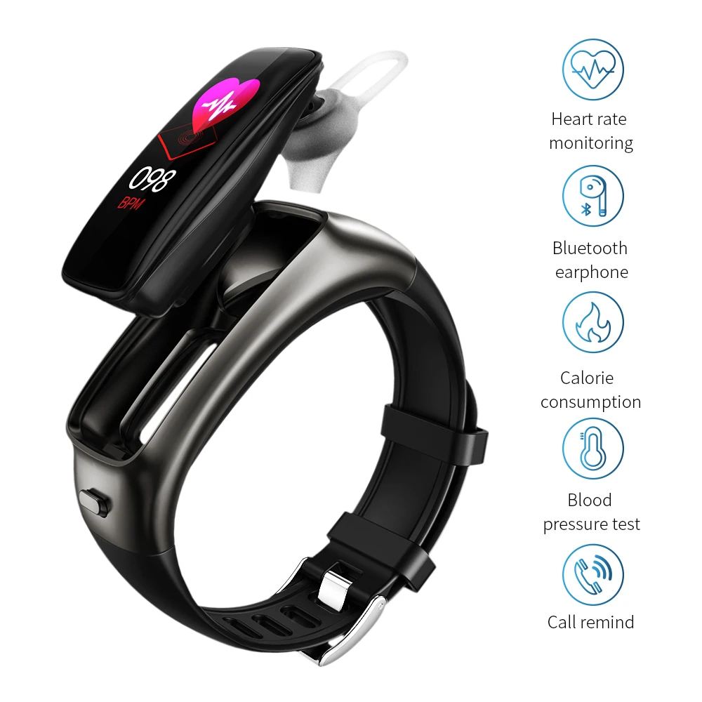

B2 Smart Bracelet+Bluetooth Earphones IP67 Waterproof Wristband Smart wearables Pedometer Heart Rate Monitor Smart Band Headset