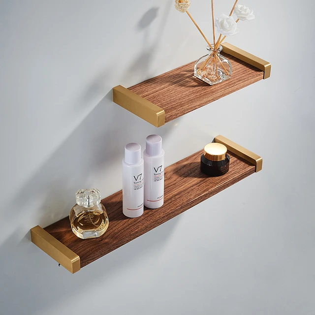 Bathroom Shelf With Towel Hanger Bath Shower Shelf Wood Bathroom