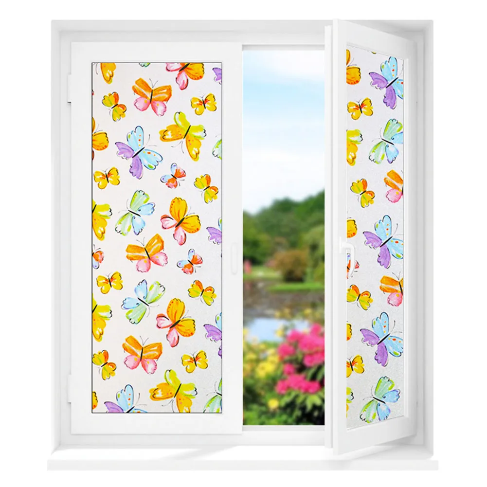 5 Glass Film Removable PVC Decorative No-Glue DIY Square Scratch Proof Door Opaque Window Frosted Colorful Bathroom - Цвет: 5