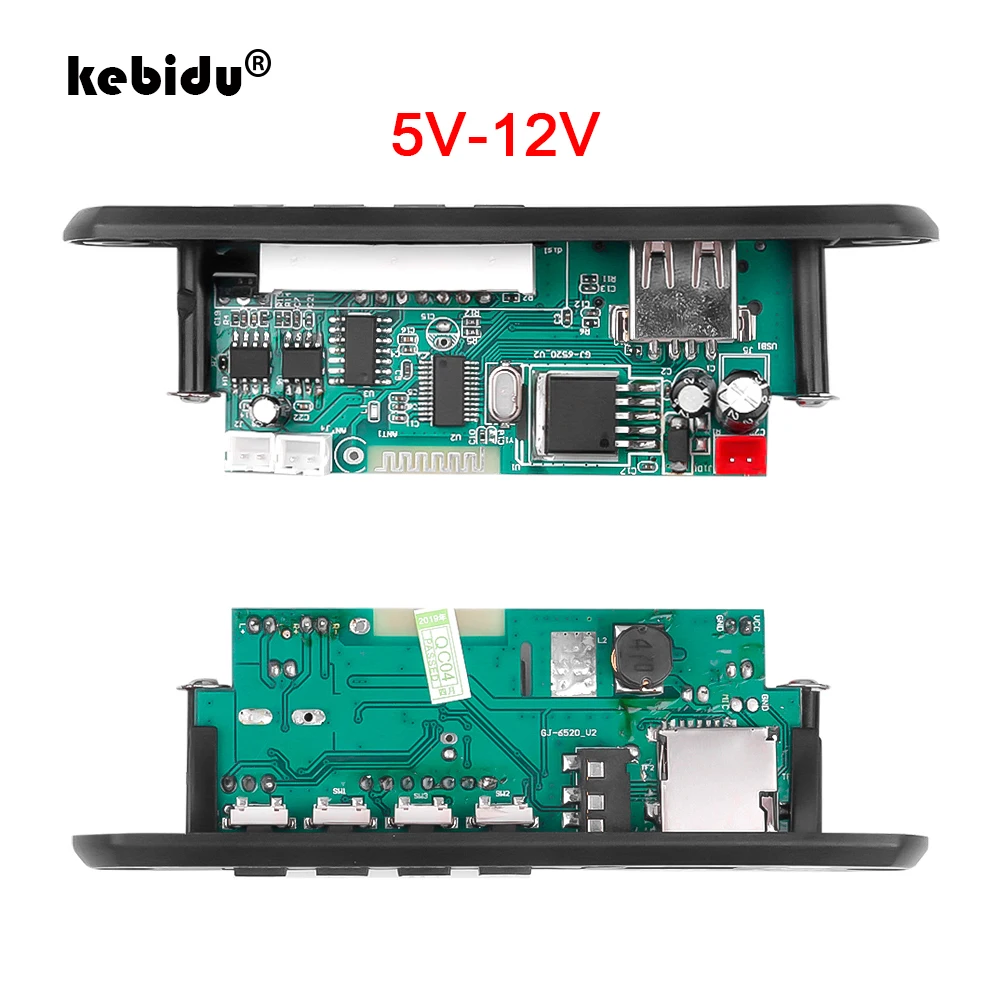 Kebidu inalámbrico Bluetooth 5,0 12V coche MP3 placa decodificadora WMA 3,75 V 5V Módulo de Audio AUX. USB TF FM módulo de Radio 2*3W amplificador