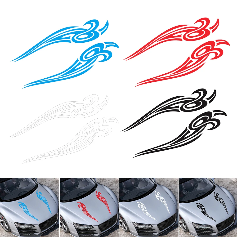 Черная Виниловая наклейка на капот грузовика в полоску с пламенем|Наклейки