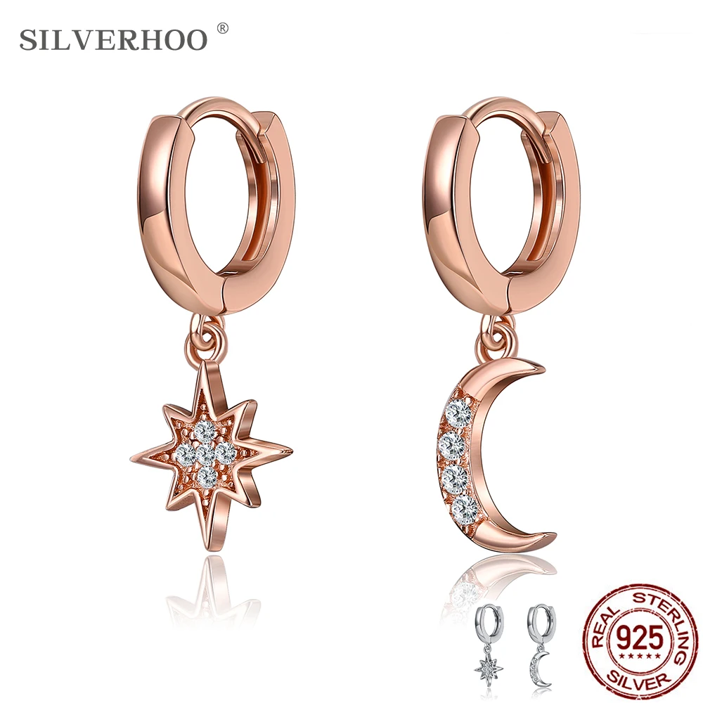 SILVERHOO Классические женские серьги-подвески с геометрическим рисунком