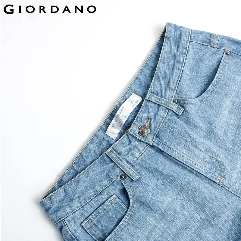 Giordano мужские джинсовые брюки свободного кроя на средней талии, из натурального хлопка
