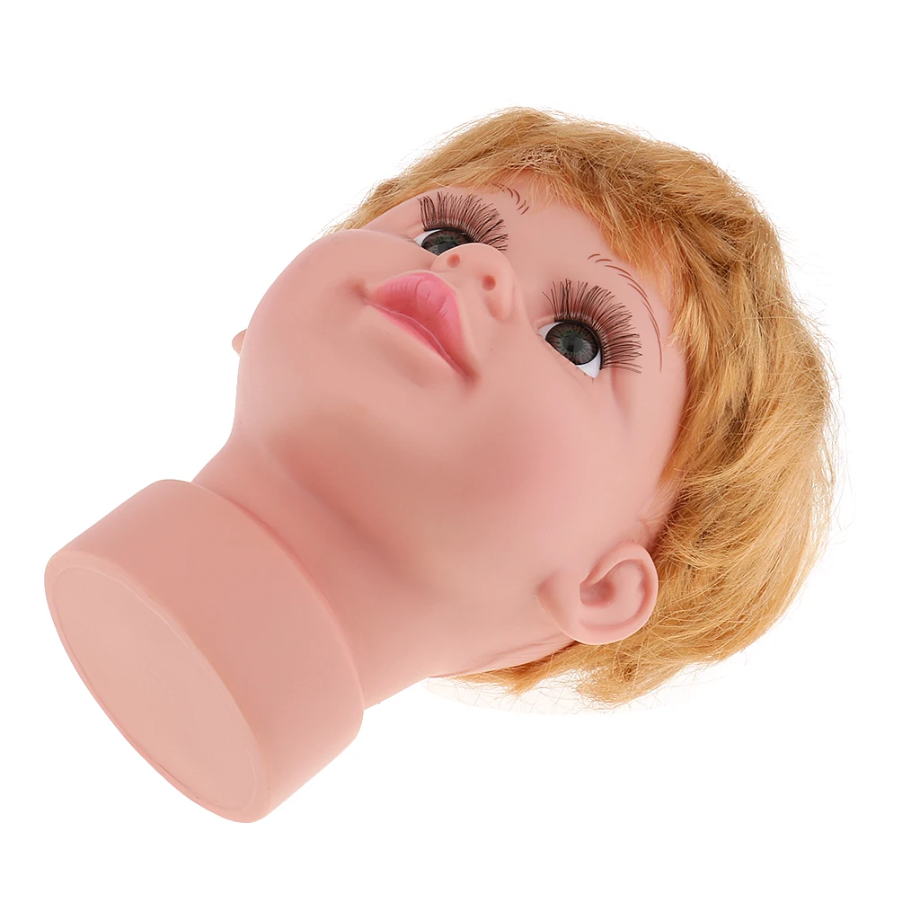 7.2 inch Tall Baby Boy Mannequin Manikin Head Stand Model with Wig for Kids Child Sun Glasses Hat Cap Display