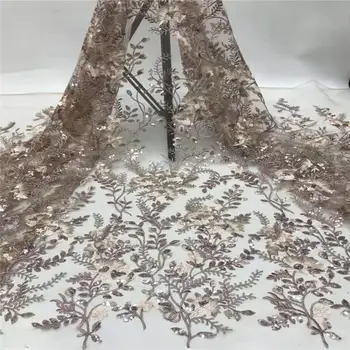 

2020 High Quality African Lace Fabric French Net Embroidery Sequins Tulle Lace Fabric For Nigerian Party Dress