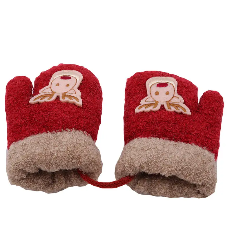 1 шт., новинка, модные детские рождественские толстые перчатки, теплые зимние вязаные перчатки, варежки, рождественские перчатки для девочек, перчатки для мальчиков - Цвет: Red