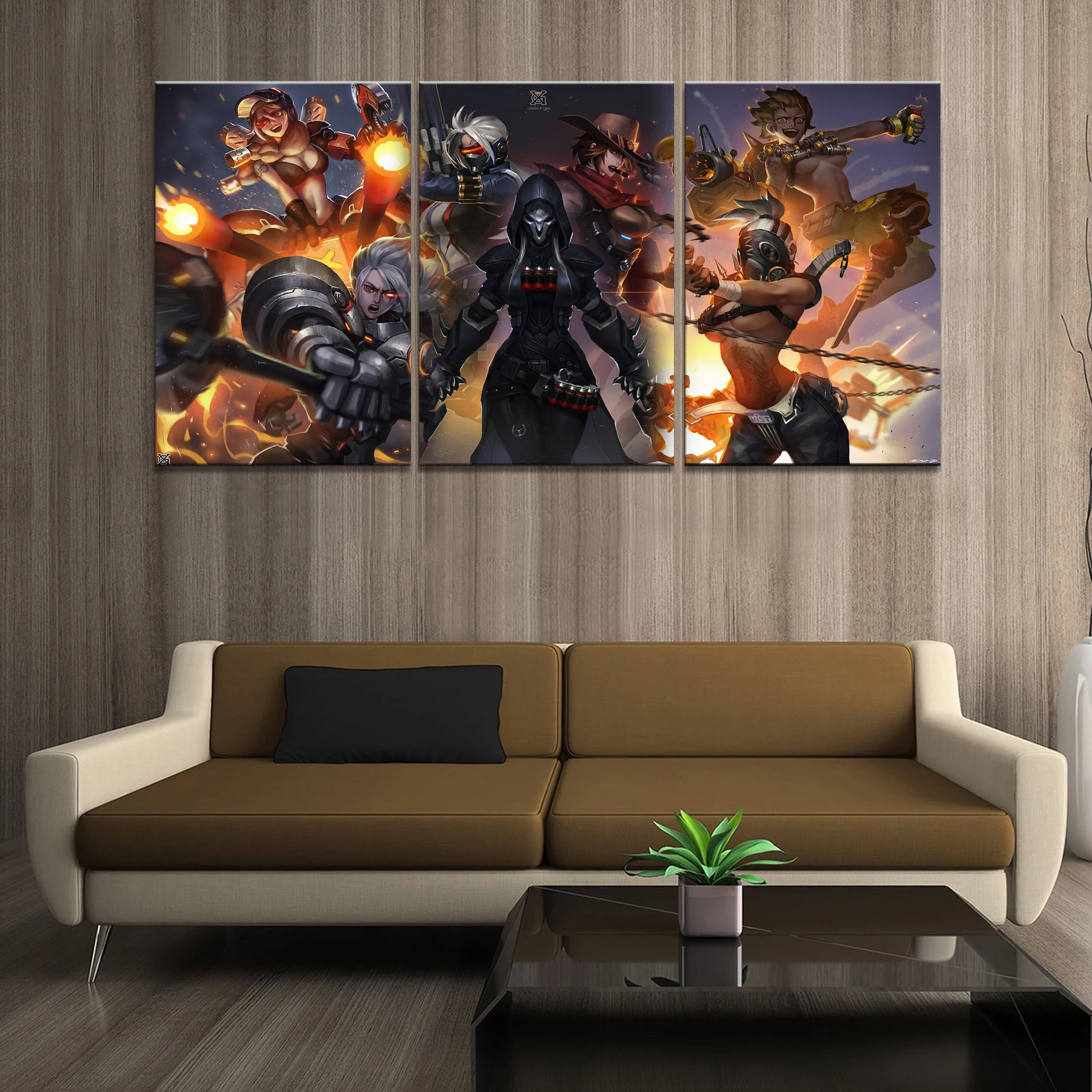 

Home Decor Poster Pictures Prints Canvas 3 Piece Modular Female Heroes Overwatch Game Living Room Decorative Painting Framed