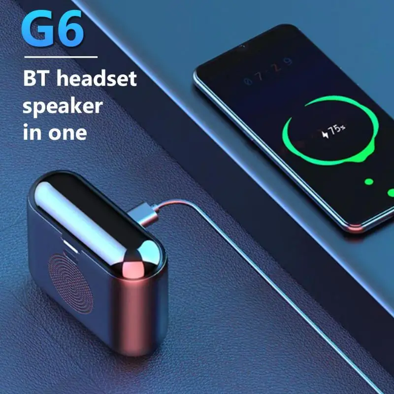 G6 Bluetooth 5,0 Беспроводная Bluetooth гарнитура Bluetooth динамик в одном Светодиодный дисплей питания Bluetooth беспроводная гарнитура