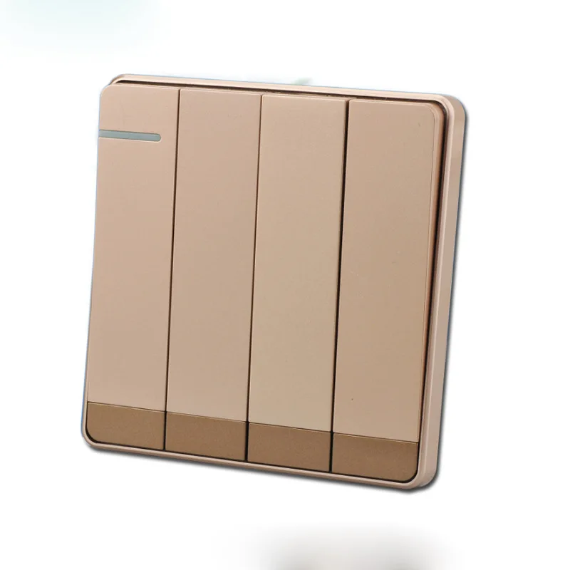 

Manufacturers Direct Selling 86-Shape Plate Gold Four Open Dual Control Wall Switch Socket Household Concealed Wall Socket Switc