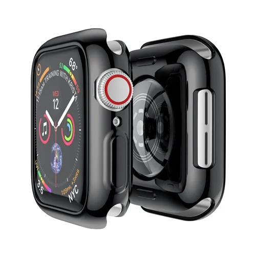 soft black Чехол для apple watch 5 apple watch 4 Чехол 44 мм 40 мм iwatch band 42 мм 38 мм защита экрана apple watch аксессуары качество - Цвет: soft black