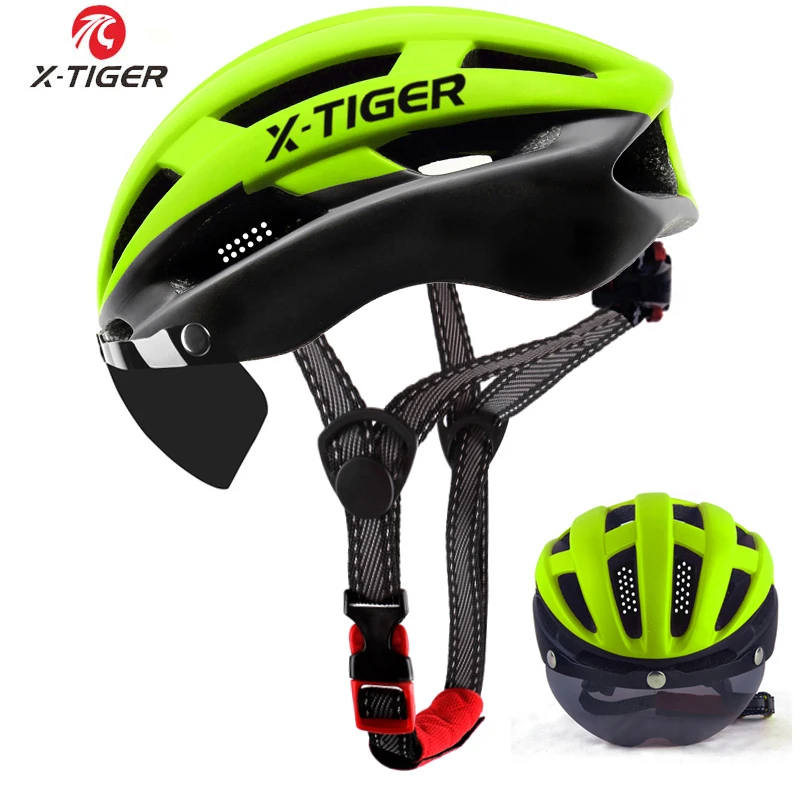 X-TIGER, 3 цвета, велосипедный шлем с ветрозащитными линзами, ультралегкий шлем для горного велосипеда, дорожный MTB велосипедный шлем для мужчин