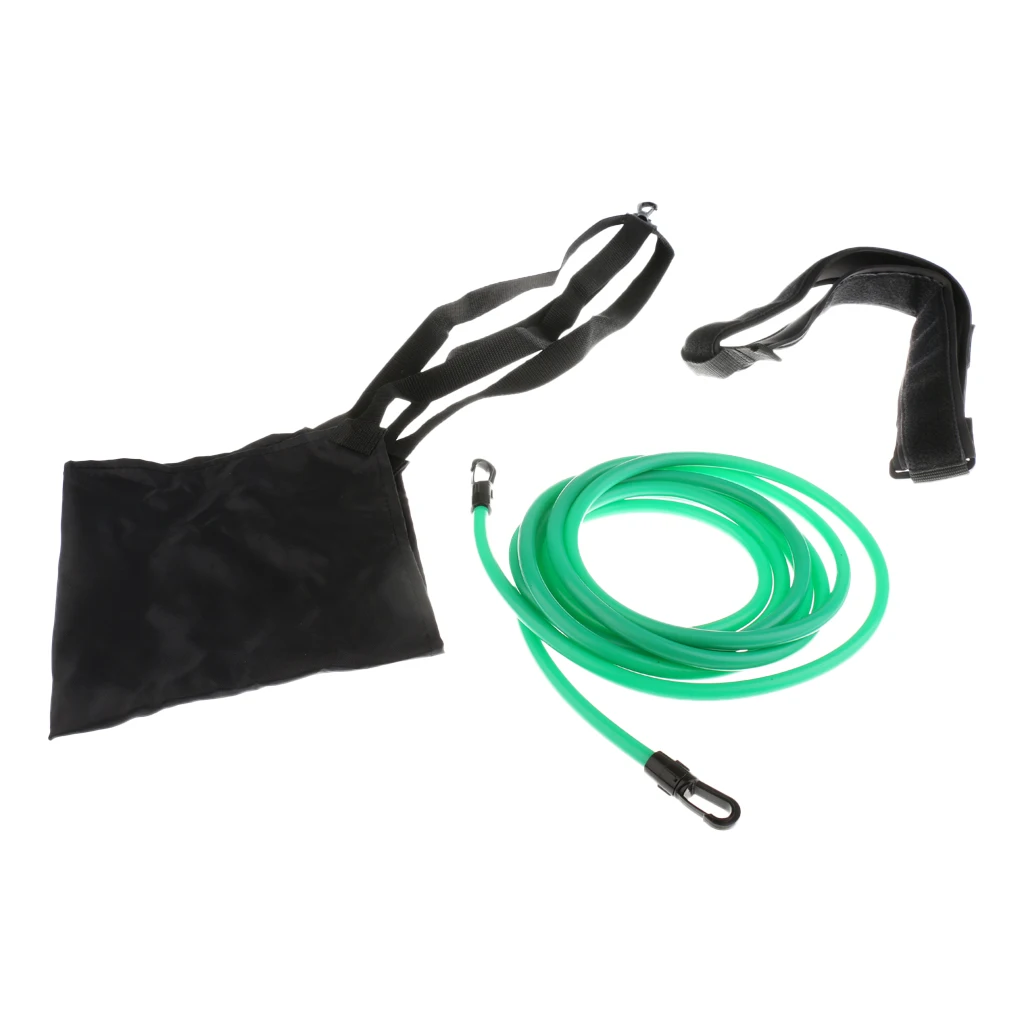 Black and Green Пояс для плавания, устойчивый, для плавания, для плавания, для тренировок, с парашютом и сетчатый мешок для хранения - Цвет: Black and Green