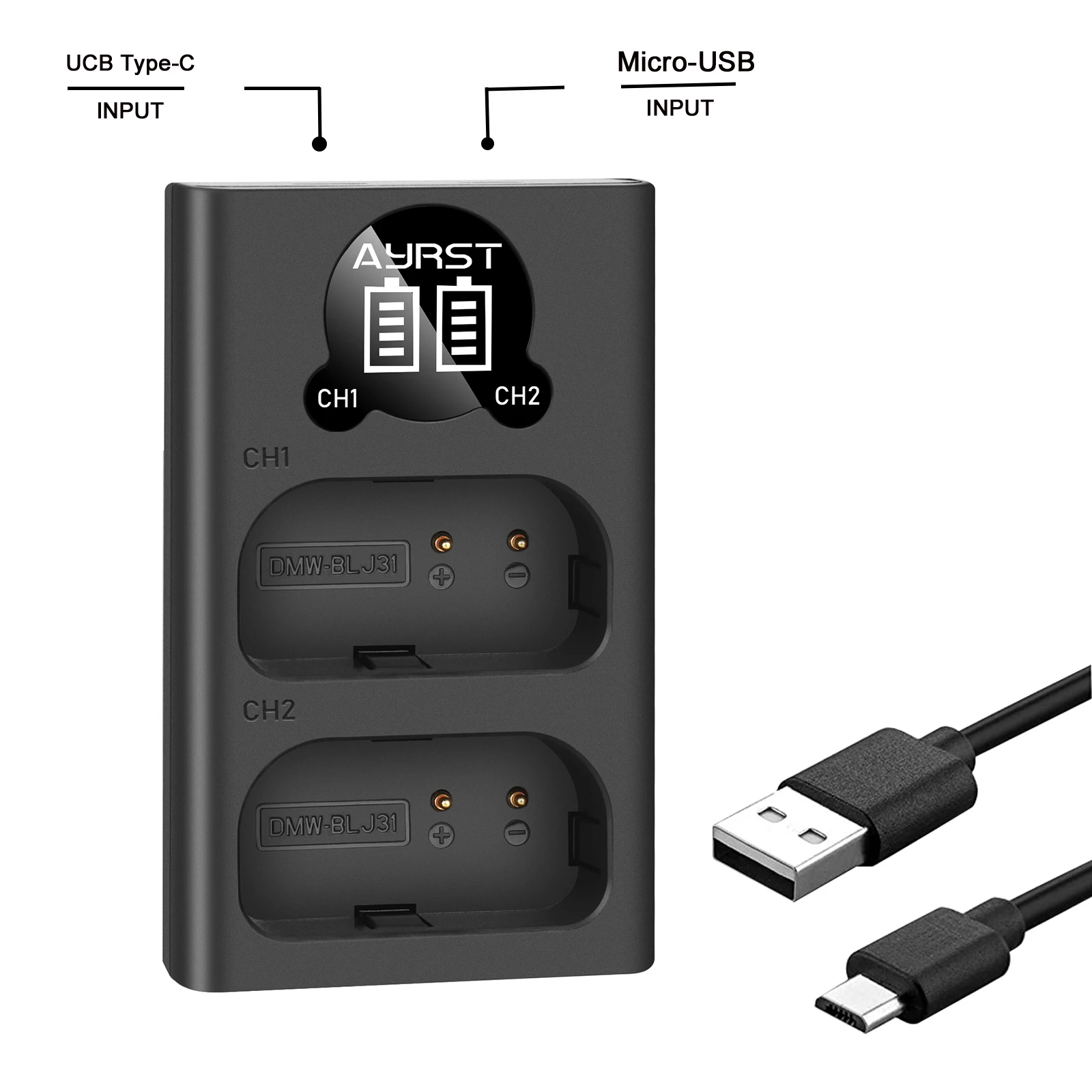 Dmw-Blj31 Dmwblj31 Blj31 Caricabatteria Led Usb Dual Charger Per Batterie Panasonic Lumix S1, S1R,S1H, Lumix S Series