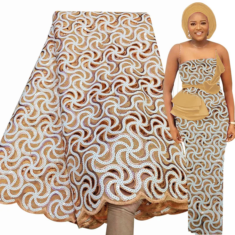 Bestway Quality Sequin African Lace Fabric 5 Yards Swiss Handcut Lace Material 2021 Nigerian Wedding Party Asoebi Luxury Fabrics