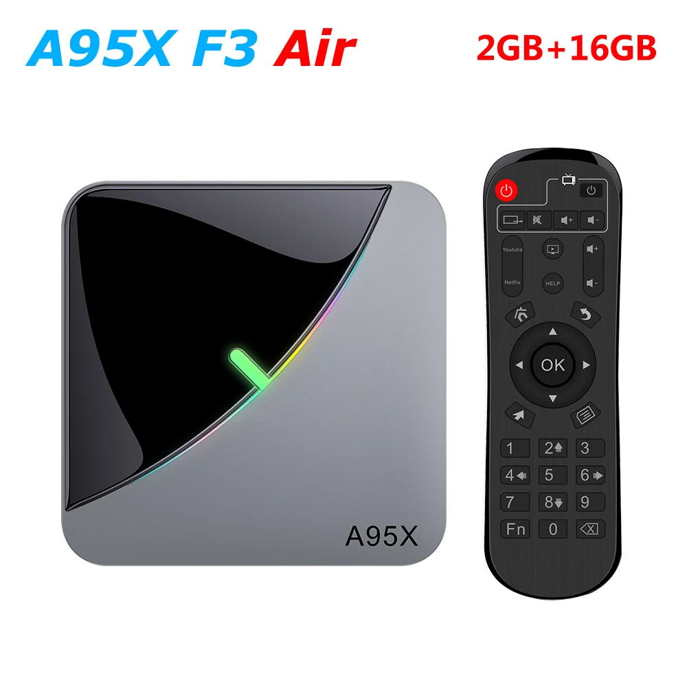 A95X F3 AIR RGB светодиодный Amlogic S905X3 Smart Android 9,0 tv BOX 4 Гб ram 32 Гб 64 Гб rom wifi Bluetooth 4K UHD телеприставка 2 Гб 16 Гб - Цвет: only 2GB 16GB TV box