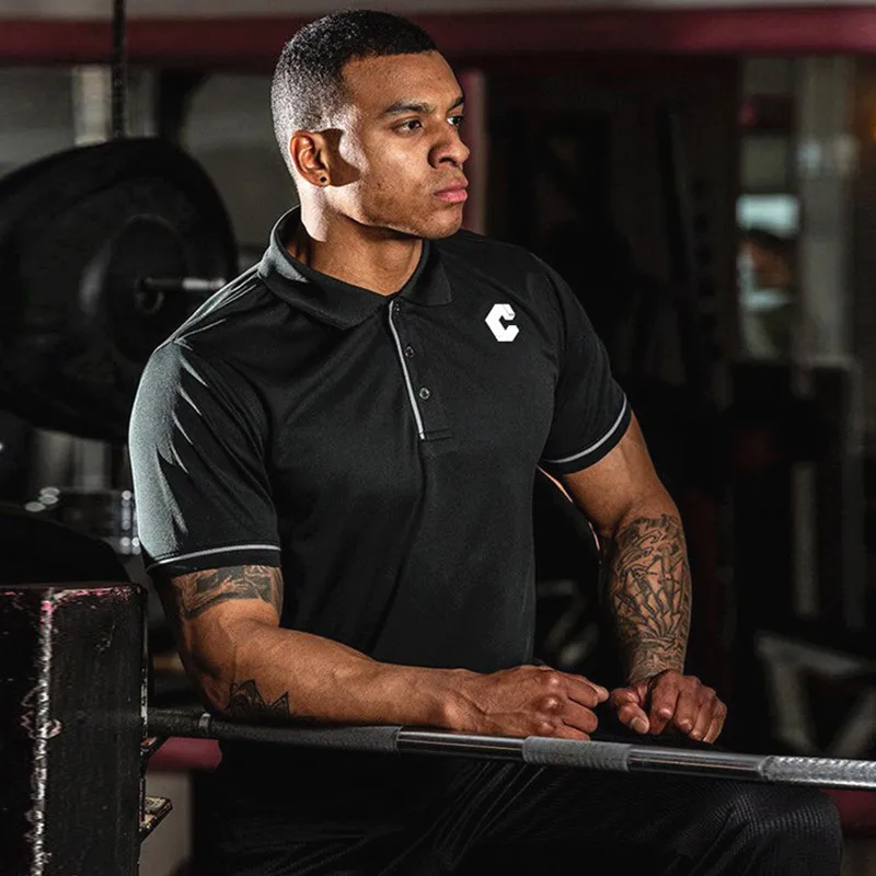 2019 New Summer Brand Polo Shirt Men Joggers Quick-drying Printing Casual Short Sleeve Bodybuilding shirt Tops Fitness Clothing 2019 New Summer Brand Polo Shirt Men Joggers Quick-drying Printing Casual Short Sleeve Bodybuilding shirt Tops Fitness Clothing